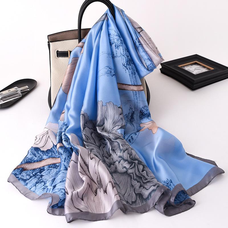 180*90cm Luxury Brand Women Scarf Summer Silk Shawl Lady Wrap Soft Female Echarpe Designer Beach Stole Bandanna foulard muffler