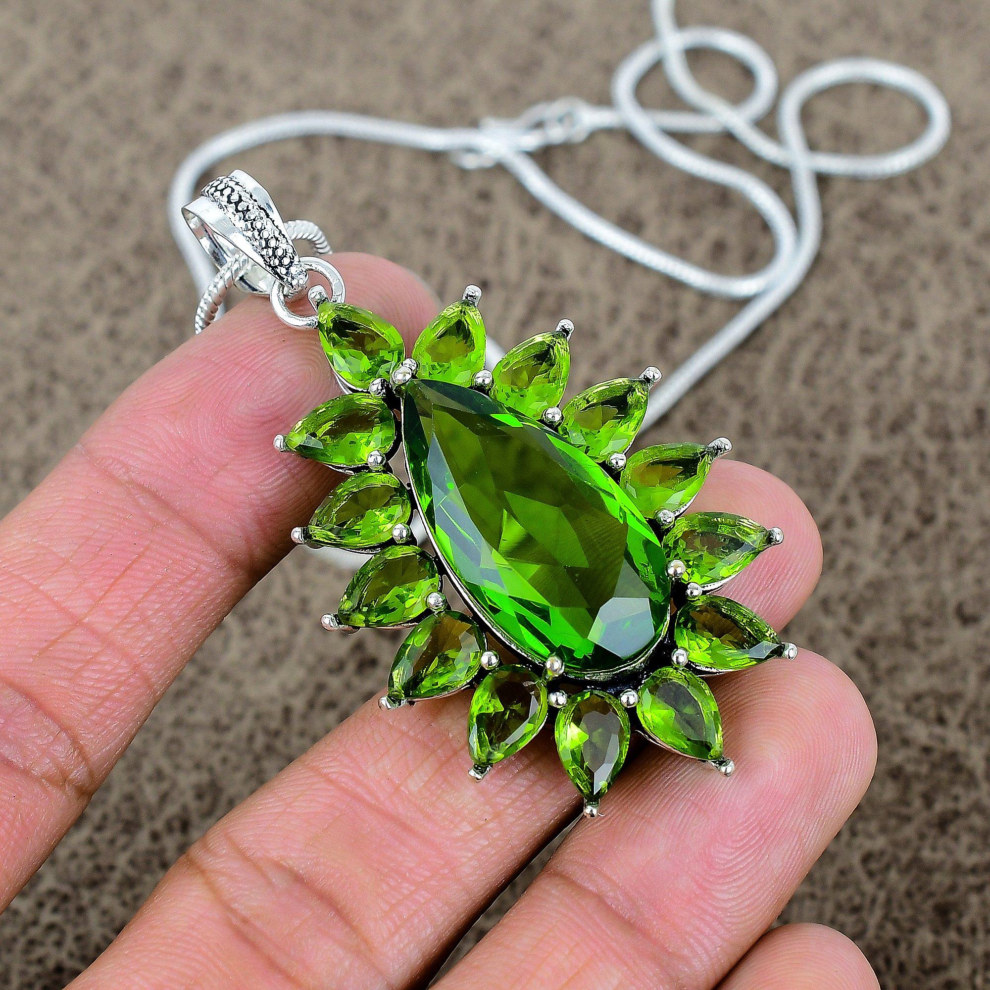 

Peridot Gemstone Handmade 925 Sterling Silver Jewelry Pendant 2.48 KKG-283