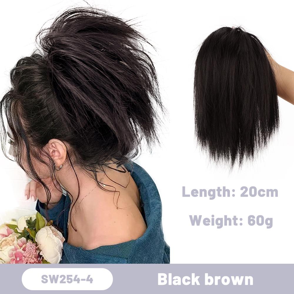 Synthetic Messy Bun Straight Scrunchy Hair Bands Bun Chignon Elastic Messy Scrunchie Wrap For Ponytail Extensions For Women