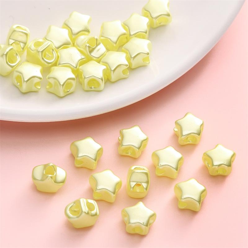 Handmade Beads Acrylic Color Plated Bead Light Pentagram Four-way Beads Loose Beads Handmade Diy Hand String Beads Accessories Materials Accessories