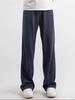 Men's Navy Blue Retro Sport Sweatpants - Narrow Straight Leg, Loose Fit, Autumn/Winter Casual Wear