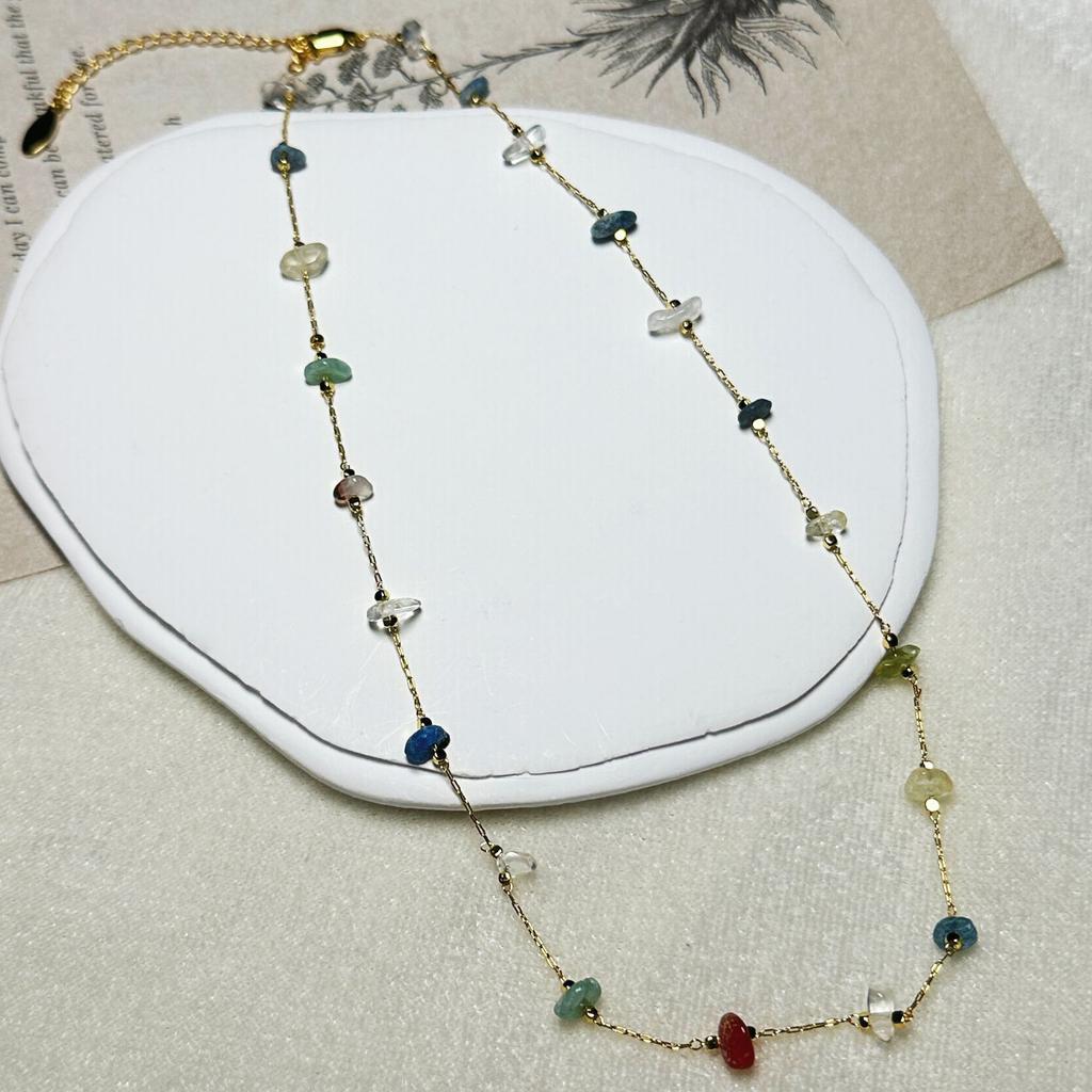 European and American new copper-plated real gold jewelry, colorful drop glaze, colored dopamine necklace, fashionable and creative light luxury