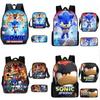 Sonic Cartoon School Bag Set With Oxford Fabric Breathable Lightweight For Kids School Use