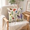 Floral Cushion Cover, 18x18 Inch Decorative Throw Pillow Cover with Hidden Zipper, Plant Insect Flower Patterns, Cushion Case for Sofa Car Home Decor
