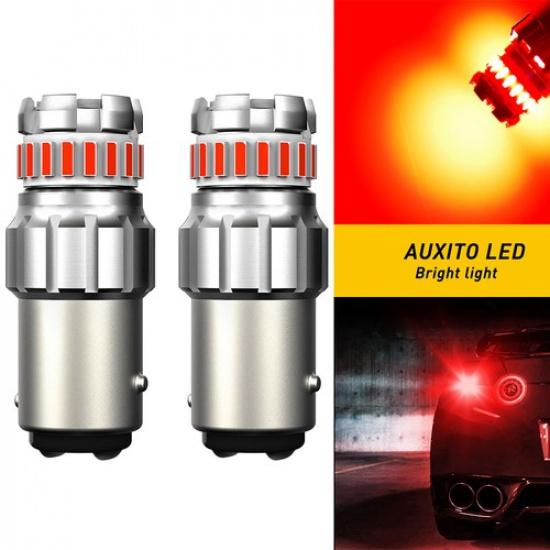 2Pcs LED 1157 Red Brake Bright Parking Tail Stop Light Bulb AUXITO Lights BAY15D