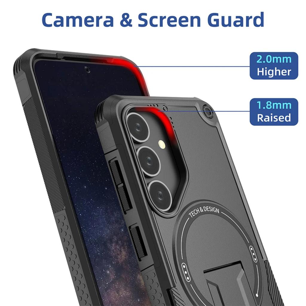 Case for Samsung Galaxy A56 A26 A26 A16 A06 A55 A35 A15 A54 A14 A05 5G 4G Magnetic Wireless Charge With Holder Anti-fall Cover