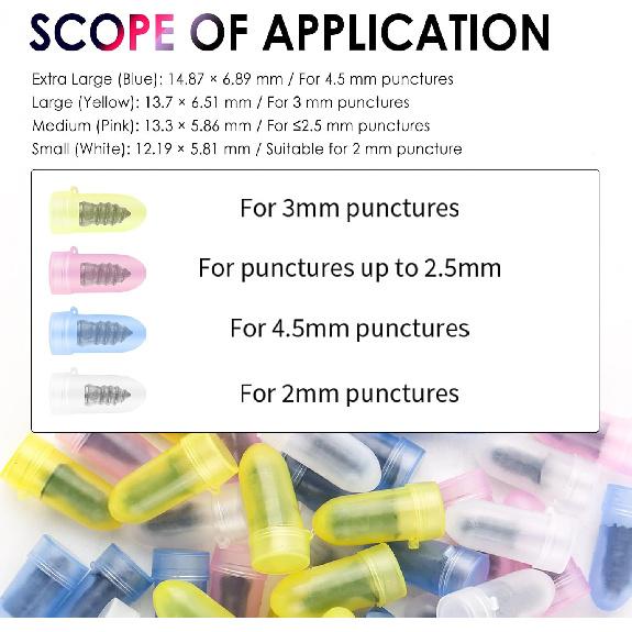 Salior 60PCS Tire Repair Rubber Nail Kit,2026 New Tire Repair Kit with 4 Sizes for Tubeless Tires Puncture,Screw in Tires Repairs Plugs as Emergency