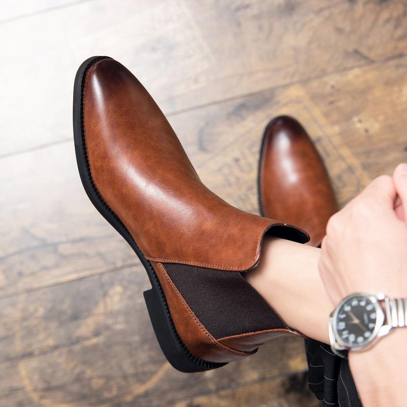 

Ботинки Martin корейская версия средних и высоких деловых ботинок большого размера из кожи, повседневные кожаные туфли в британском стиле, модная мужская обувь 45