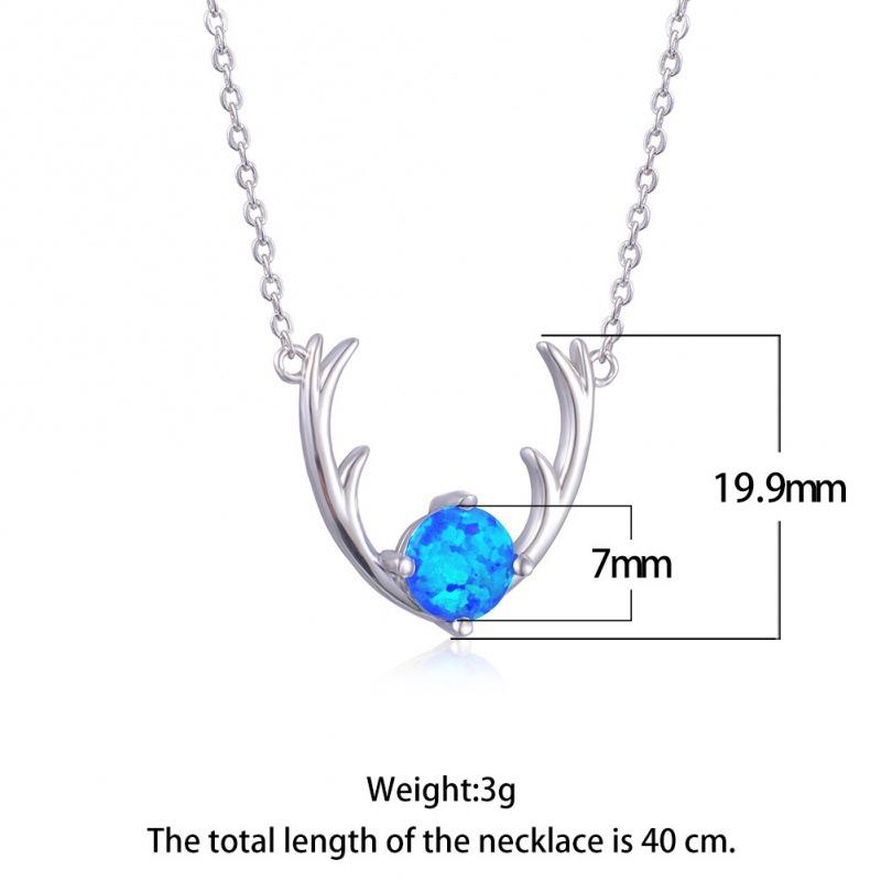 Wish Internet celebrity simple ins wind four-claw opal elk pendant necklace women's exquisite neck chain