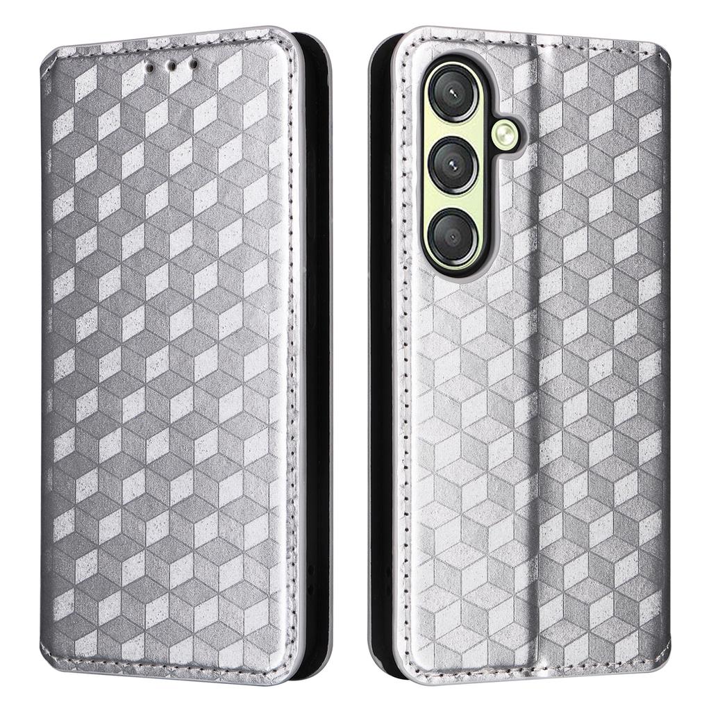 For Samsung Galaxy S25 Case Wallet Rhombus Imprinted Leather Phone Cover