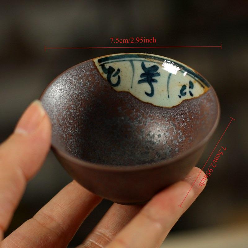 

Чашка Гун Фу ручной работы - Керамическая пиала с глазурью цвета железной ржавчины, Мастерская чашка, прошедшая печной обжиг, Не содержит свинца, Чайная посуда для китайской чайной церемонии 90ml