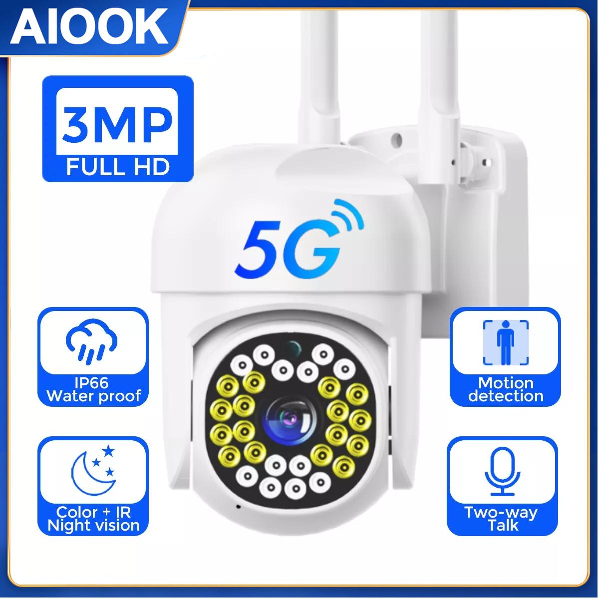 

Наружная водонепроницаемая домашняя HD 3MP 5G Wi-Fi камера безопасности, полноцветная камера ночного видения, двусторонняя аудиосвязь, PTZ, обнаружение движения, IP CCTV