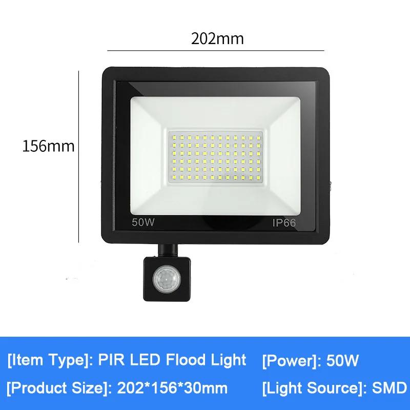 LED Floodlight Waterproof Spotlight 50W 100W 150W Reflector Outdoor Garden Street Light PIR Motion Sensor Wall Light AC 220V