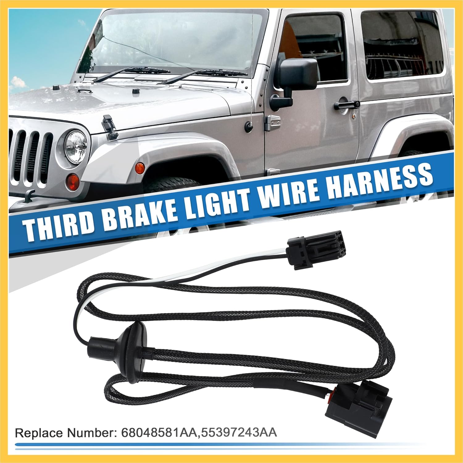 

Third Brake Light Wire Harness for Jeep Wrangler JK 18AWG 3rd Center High Mounted Stop Lamp Harness Extension
