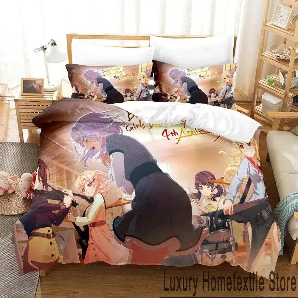 3D Print BanG Dream Anime Girls Band Party Bedding Set Boys Girls Twin Queen King Size Duvet Cover Pillowcase Bed Boys Adult