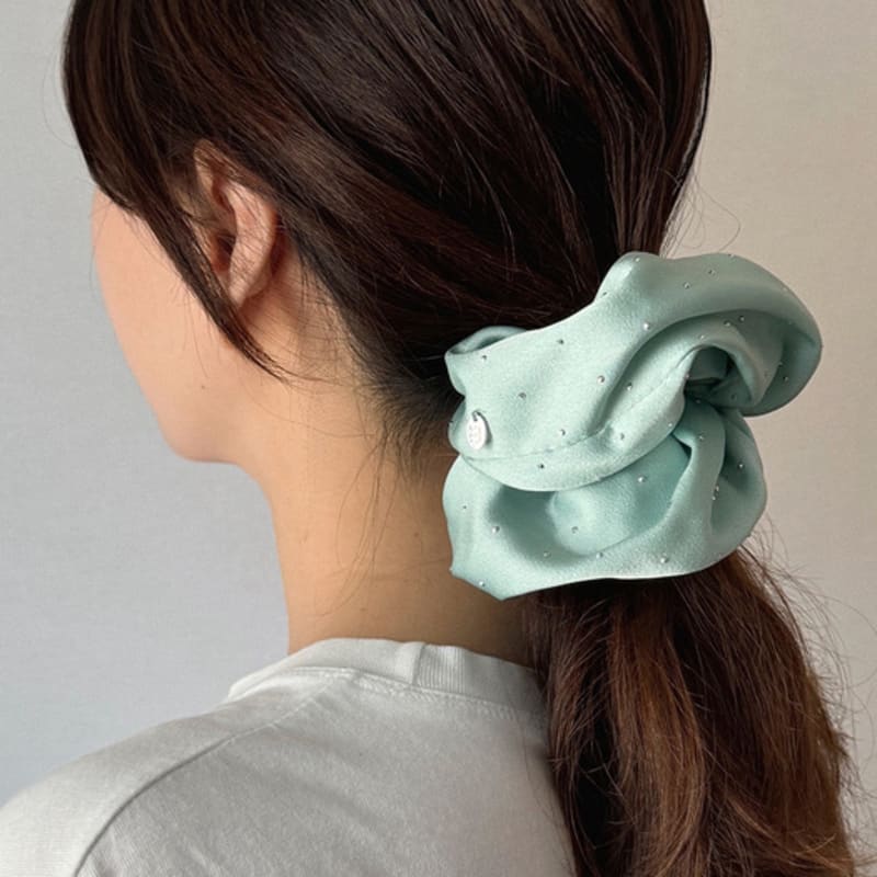 oar Silver Dot Satin Wide Scruchie [Choose 1 of 3 colors]