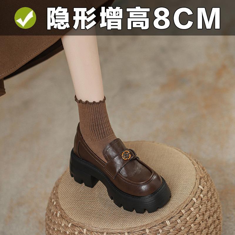 

Британские маленькие кожаные туфли женские весна и осень новые черные платформа ретро студенческие камелия внутренняя высота увеличение женские 39 коричневый