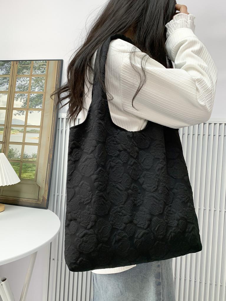 Sweet Flower Ladies Vest Shoulder Bags Large Capacity Portable Women's Tote Shopping Bag Retro Floral Female Purse Handbags