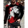 Street Trend Men's Casual Pullover Top Wolf King 3D Printed Men's Loose Long Sleeve T-shirt Simple Casual Men's Long Sleeve