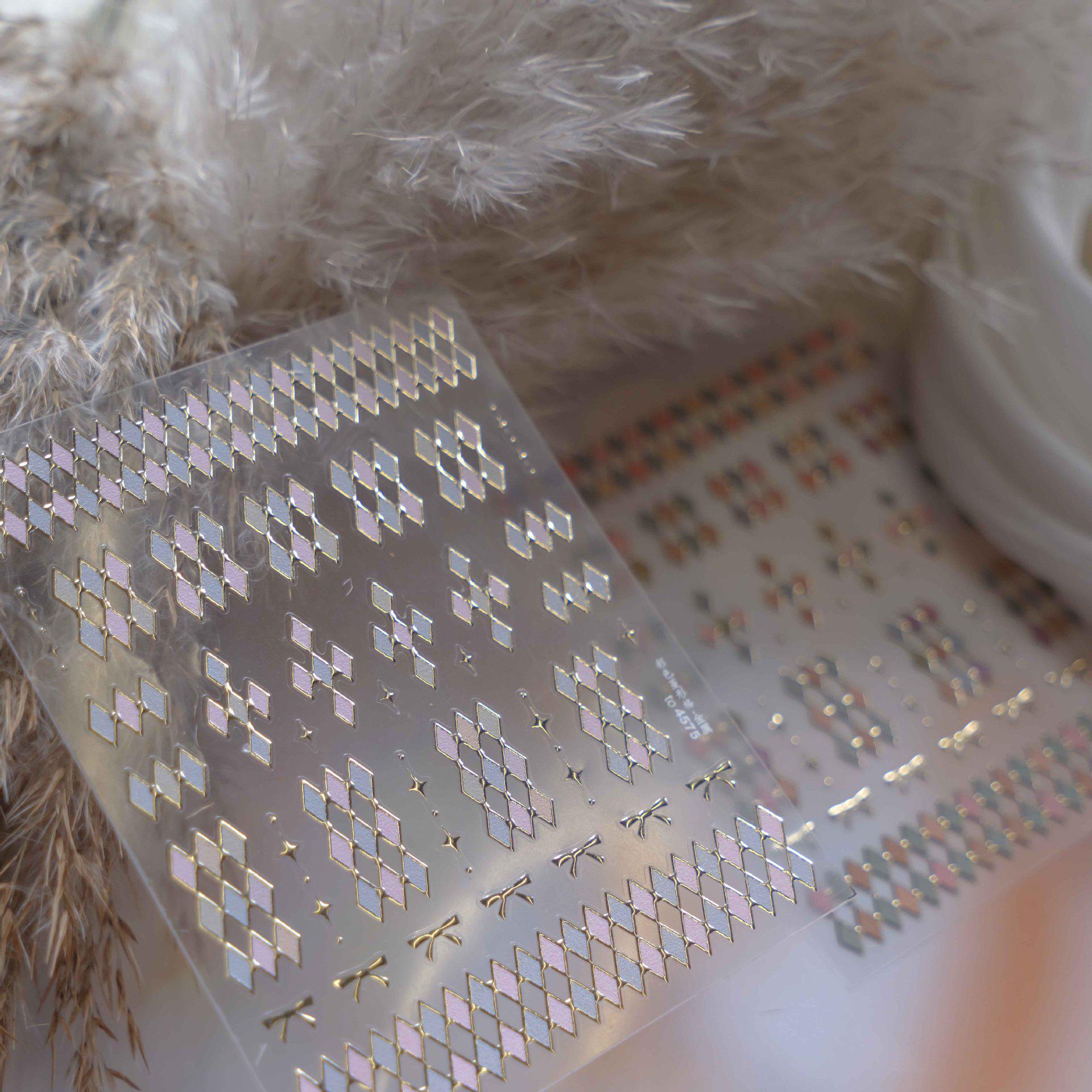 

Tomoni Kids Nail Stickers: Colorful Diamond Grid Hot Stamping