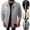 Men's Business Casual Lapel Jacket With Pockets Solid Color Brushed Fleece Coat