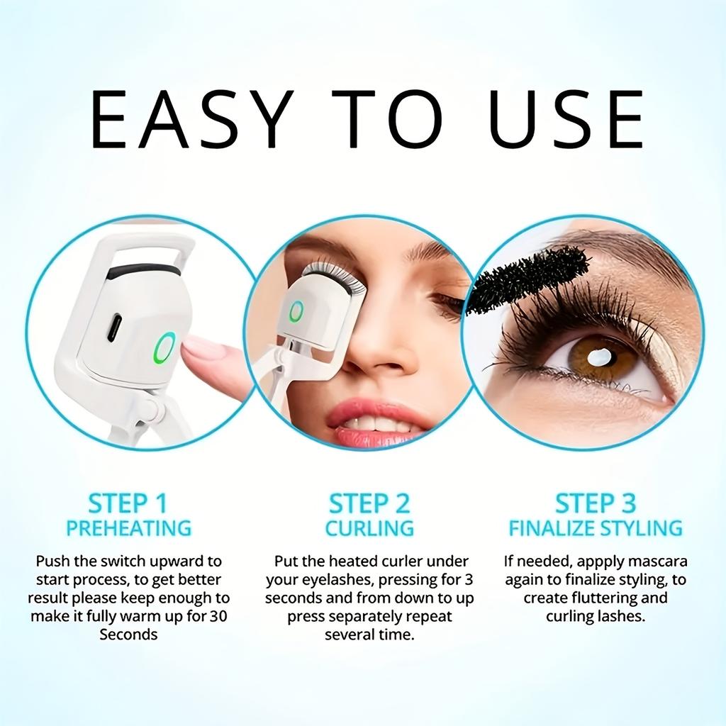 Electric Eyelash Curler USB Rechargeable Heated Lash Perm Curling Tool Eye Makeup Accessories