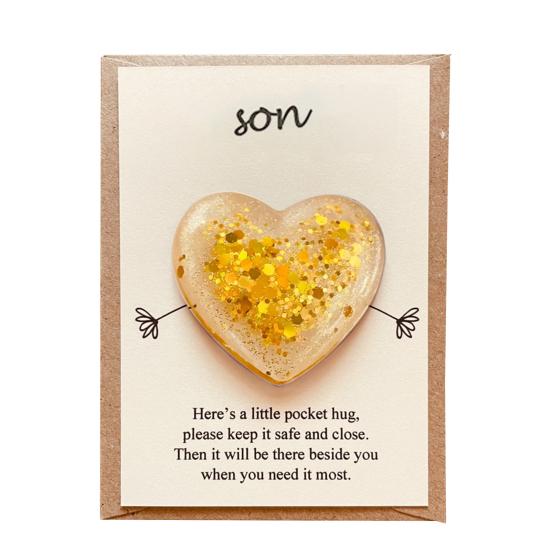 

Daughter Pocket Hug with Positive Card Emotional Support Love Heart Figurine Son Sister Niece Pocket Token Decoration Inspirational Encouragement Gift B