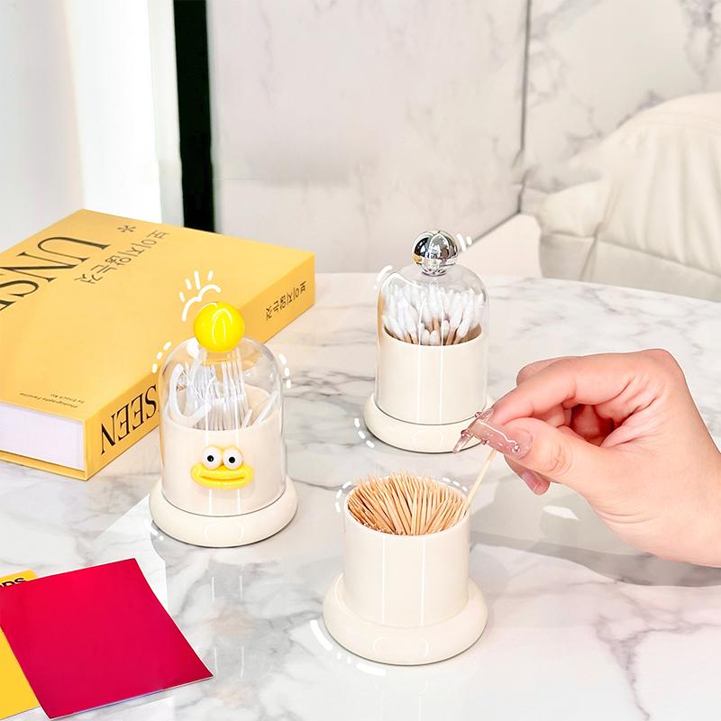 Dopamine Toothpick Box Home Living Room High Value Transparent Cotton Swab Dental Floss Reel  Creative Toothpick Storage Box