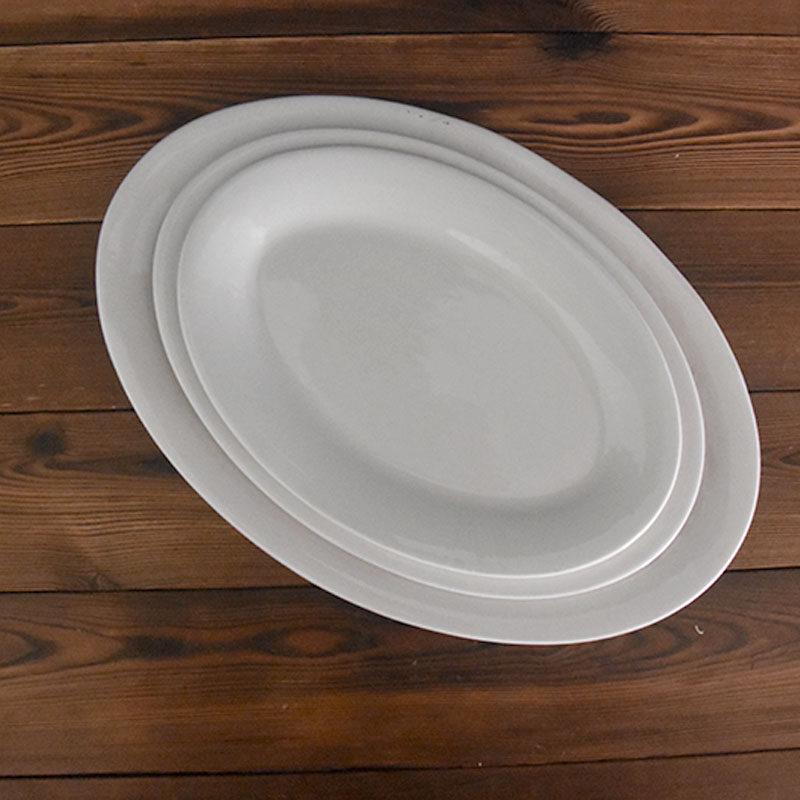 Pure White Ceramic Oval Fish Plate - 14/16/18 Inch - Ideal for Steamed Fish, Vegetables - Perfect for Home, Hotel, or Restaurant Use