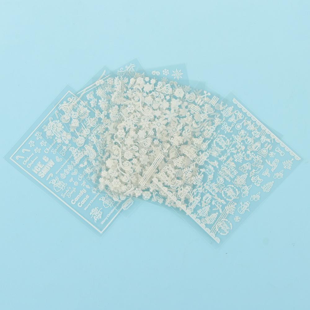 DIY Manicure Glow In The Dark Adhesive Decals 3D Luminous Nail Sticker White Snowflakes Christmas