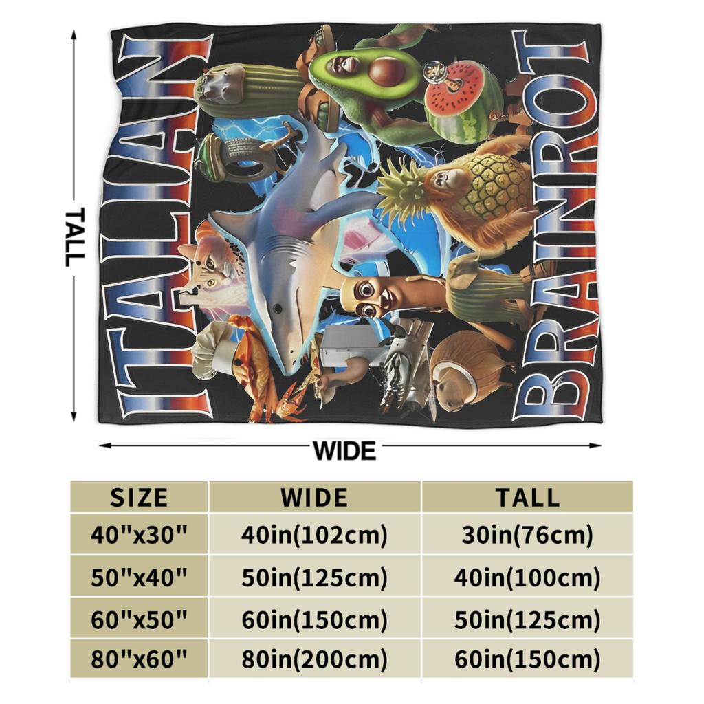 Italian Brainrot Tralalelo Tralala Tung Tung Tung Sahur Meme Fleece Blanket Throw Blanket for Bed Sofa Couch Plush Thin Quilt