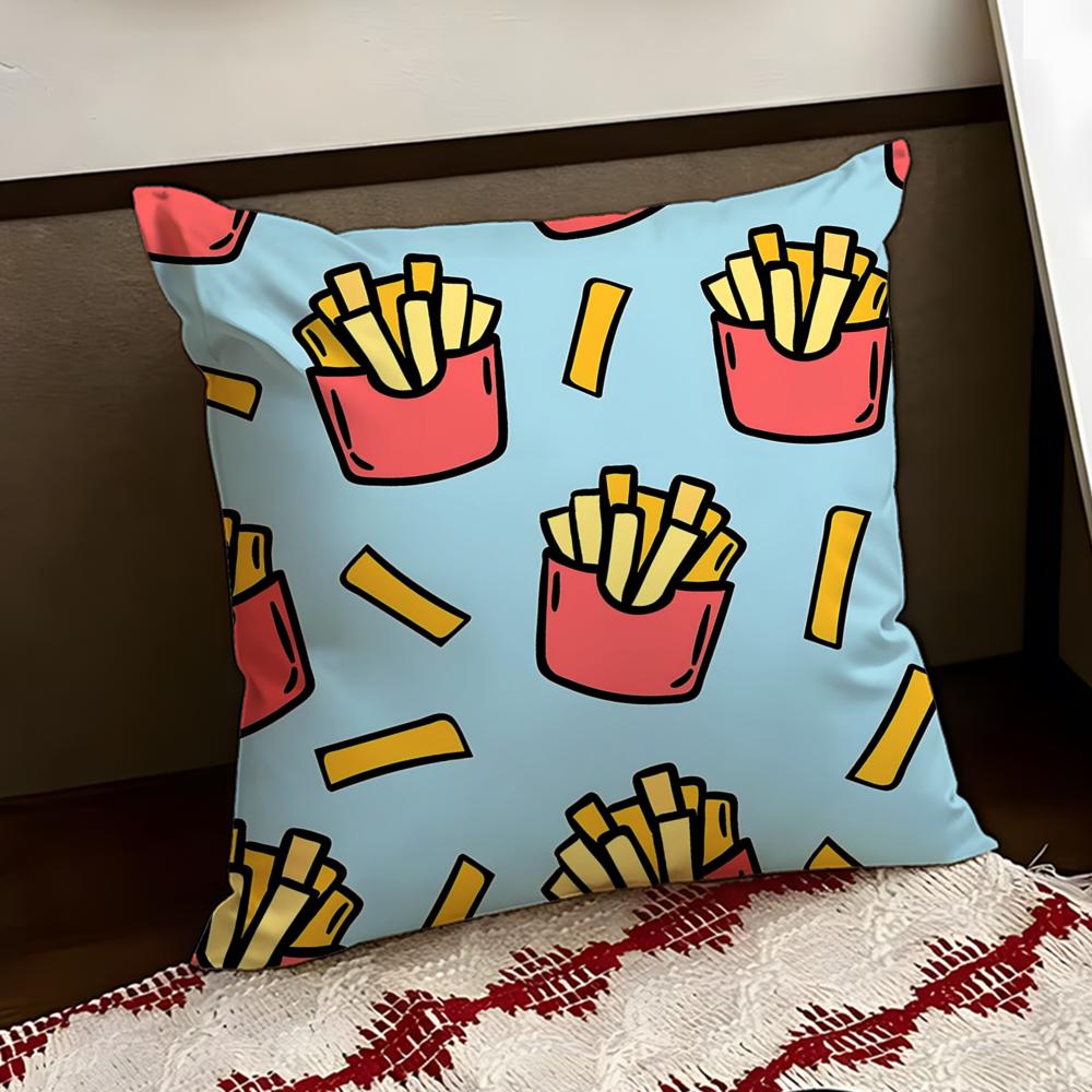 Golden French fries Cushion Cover Reversible Soft Durable Pillow Cover Home Car MultiScene Use for Daily Comfort