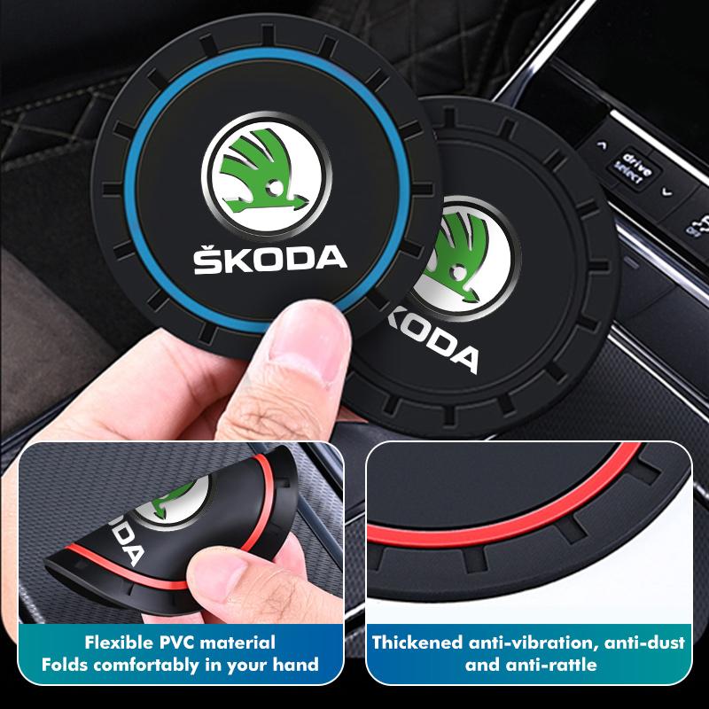 ATSS5 2pcs Silicone Car Water Cup Holder Coaster Anti Slip Pad Mat Auto Accessories For Skoda Rapid Octavia Derivative Enyaq-iV