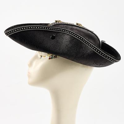 Gothic Pirate Novelty PU Leather Pirate Hat for Men Women Halloween Costume Accessories For Cosplay Enthusiasts