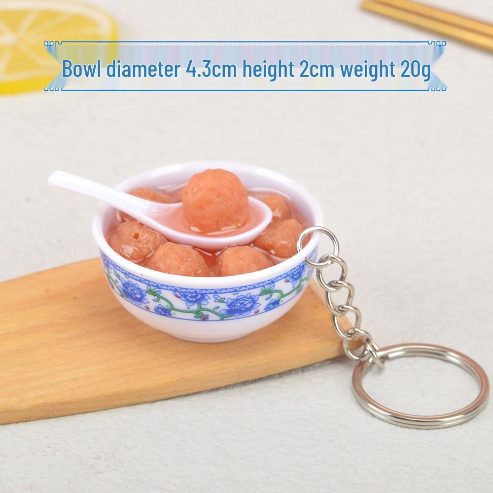 Chinese-Style Edible Toy Keychain: 4cm Simulation Food Bowl Pendant Gift