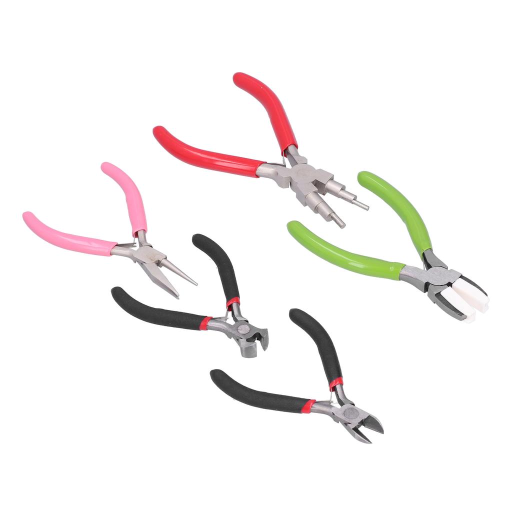5Pcs Pliers Kit Diagonal Flat Nosed Bail Making Jewelry Pliers Hand Crimping Winding Tools