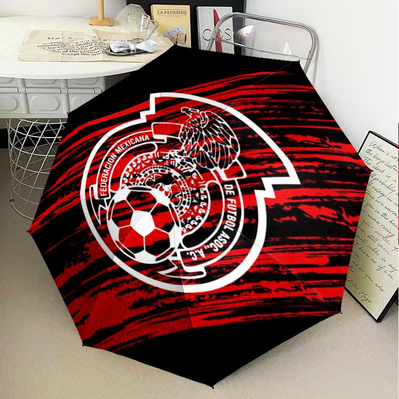 1PC Mexico Football Team Emblem Printed Umbrella Folding umbrella, automatic umbrella 8-Frame for Travel, camping Fan gifts Christmas Gifts
