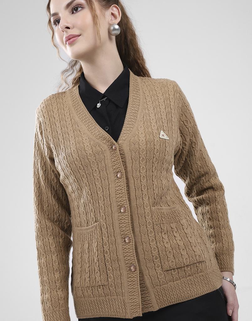 MONTE CARLO Women's V Neck Full Sleeves Cardigan