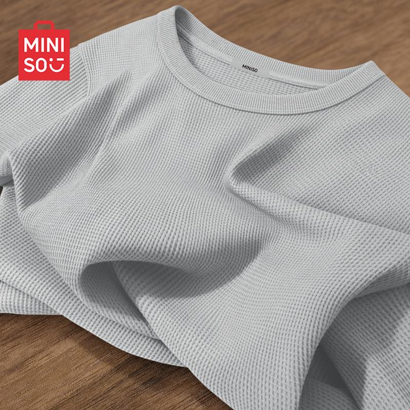 MINISO Men s Waffle Knit Long Sleeve T-Shirt L