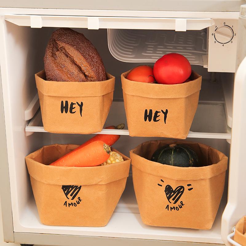 Large Waterproof Washable Kraft Paper Storage Bag for Refrigerator or Desktop Organization, Thickened for Durability, Flower Pot Cover