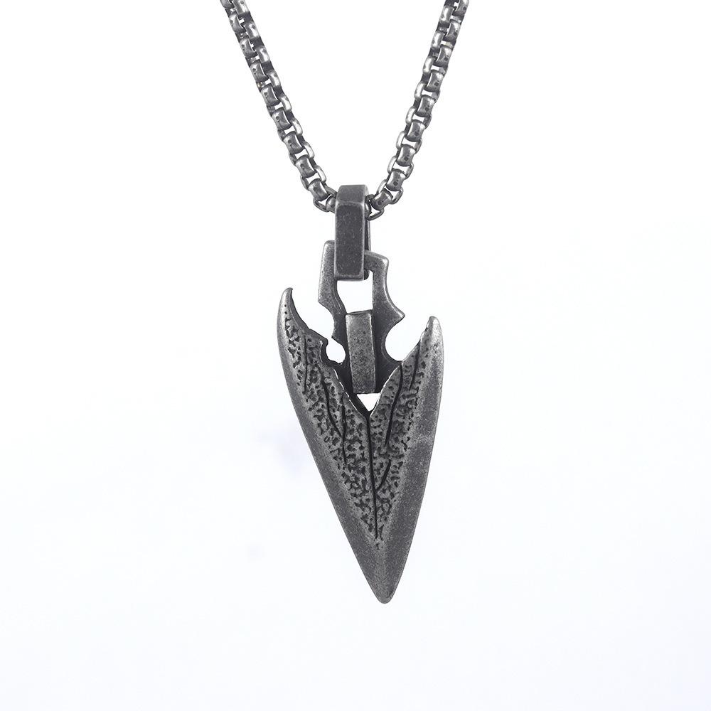 New Men's Fashionable and Personalized Nordic Mythology Retro Viking Weapon Long Spearhead Pendant Necklace