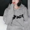 Women's Autumn/Winter 2024 Grey Knit Hoodie: Lazy Style, Loose Fit, Slimming Design