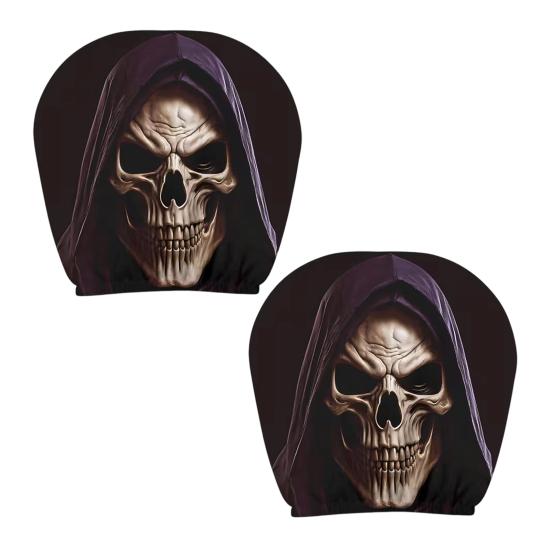 Funny Cartoon Car Headrest Covers, Universal Breathable Elastic Seat Neck Pillow Protector, Humor Spooky Auto Interior Decor for Most Vehicles