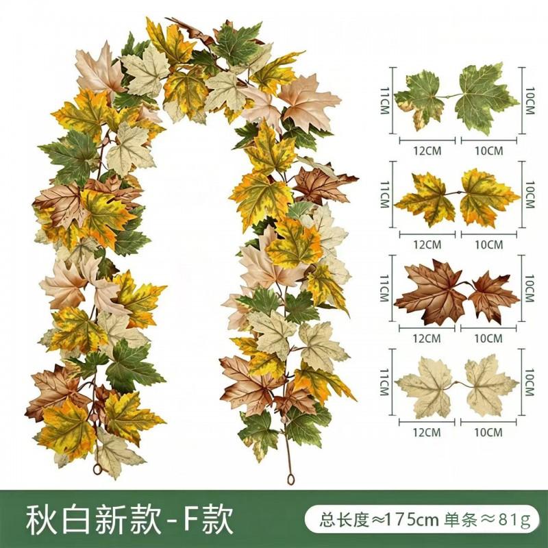 Artificial Maple Leaf Vine Fall Decor Black Leaves Harvest Season Home Decoration Silk Floral Garland