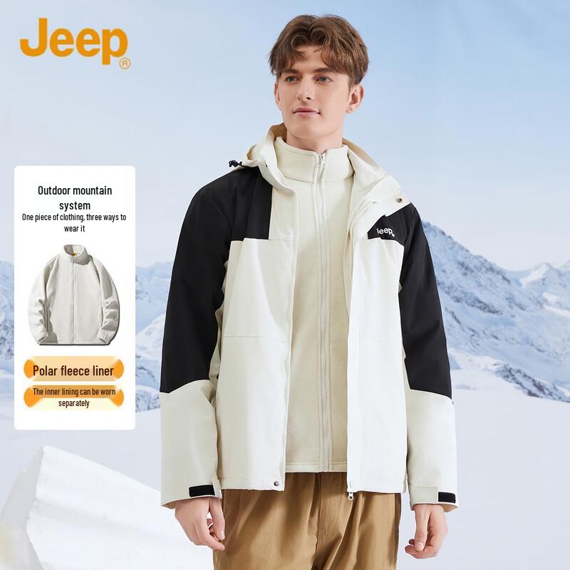 

JEEP Men s 3-in-1 Outdoor Windproof Fleece Jacket M