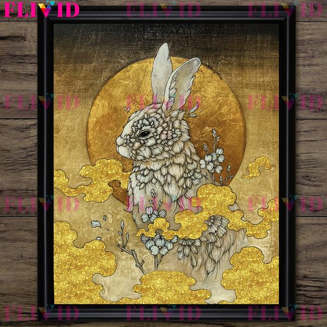 

Лунный кролик, кошка, лиса, орел, гепард и цветок настенная живопись маслом абстрактный волшебный художественный постер с животными 21cm×30cm NoFrame