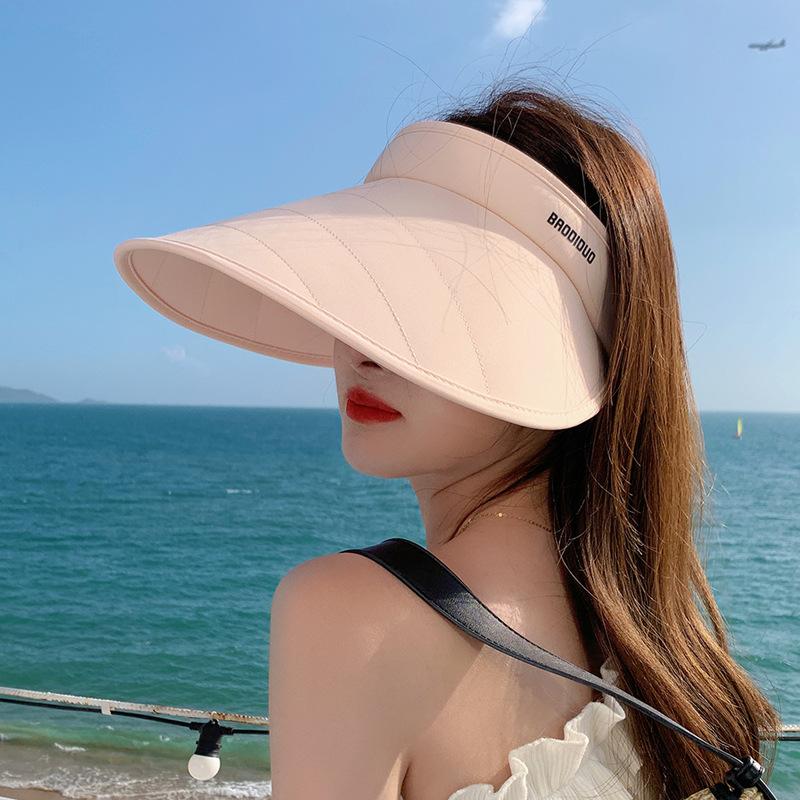 8479 New Summer Sunscreen Hat Women's Versatile Big Eaves Sunshade Empty Top Hat Foldable Face Cover Sun Hat