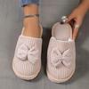 Cotton Slippers, Autumn and Winter Couple's Bow Cotton Slippers, Home Indoor Warm Cotton Slippers for Men and Women