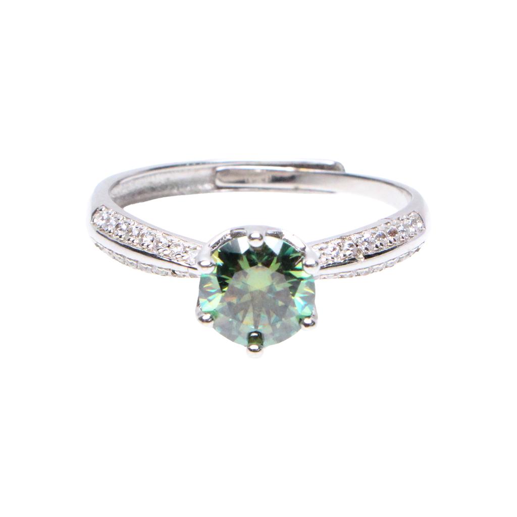 Bien Vetu Green Moissanite Ring 1 Carat In Ring Pavé 125
