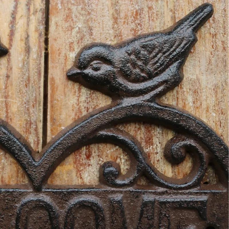 Cast Iron Decorative Plaques European Retro Style Courtyard Welcome Doorplate Outdoors Garden Deer Horse Hanging Decorations